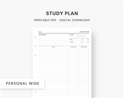 Student Planner Printable, Study Planner, Personal Wide Insert, College ...