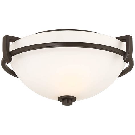 Mallot 13 1 4 Wide Oil Rubbed Bronze Glass Ceiling Light 093n0 Lamps Plus