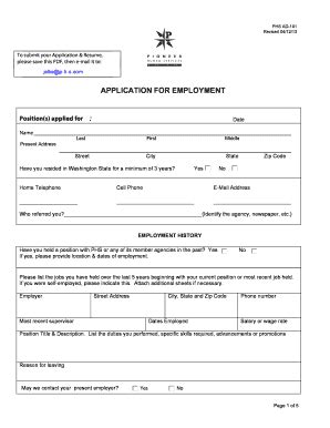 Fillable Online Pioneerhumanservices Phs Application Form Pioneer