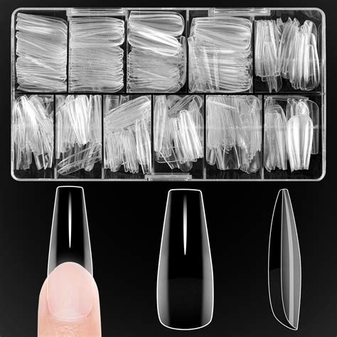 Amazon DAZHICN 500 PCS Long Coffin Nail Tips 10 Sizes Full Cover