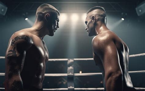 Premium Photo Athletic Two Boxers Fighting In A Boxing Ring Boxers