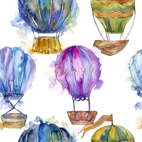 Watercolour Air Balloon Stock Illustrations Watercolour Air