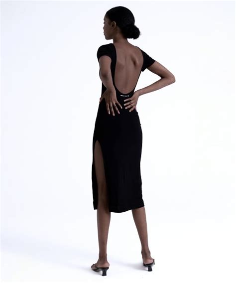 MUSINSA公式 ROCKCAKE Backless Midi Dress Black