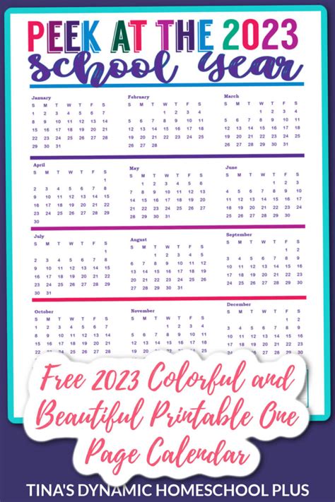 Free Colorful And Beautiful 2023 Printable School Calendar One Page