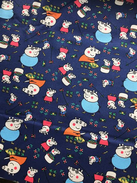 Peppa Pig canvas cotton fabric. Peppa fabric 100% cotton. | Etsy