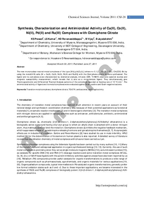 Pdf Synthesis Characterization And Antimicrobial Activity Of Cu Ii Co Ii Ni Ii Pd