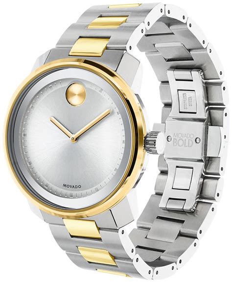 Movado Mens Swiss Bold Two Tone Stainless Steel Bracelet Watch 42mm