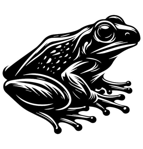 Premium Vector Black And White Frog Silhouette Design