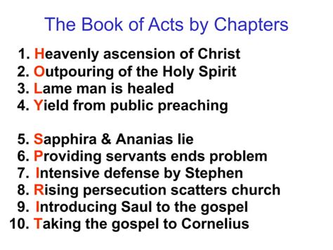 The Book Of Acts By Chapters