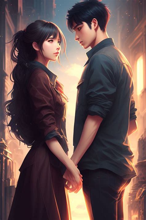 Oizi Romantic Anime Couple In Casual Attire Beautifully Illustrated