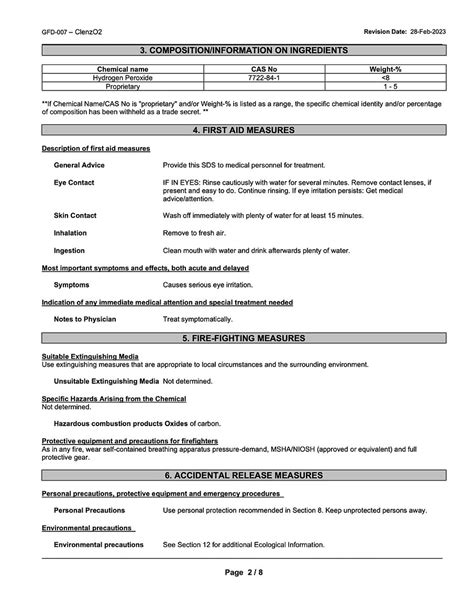 Safety Data Sheet Clenz O2 Clean