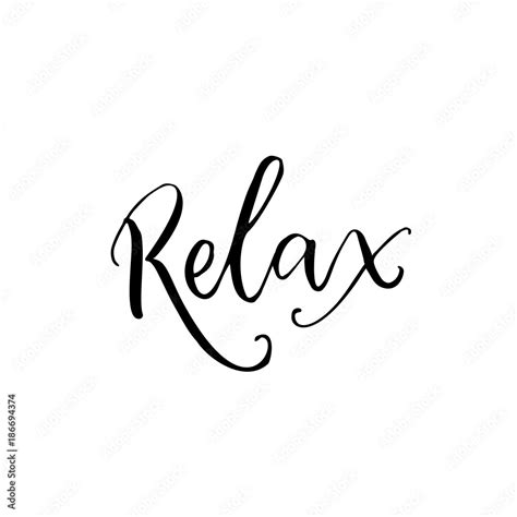 Relax Black Calligraphy Word Isolated On White Background Yoga Class