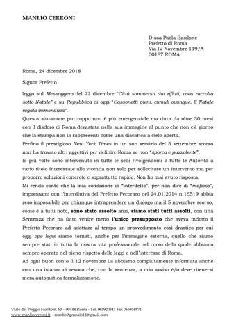 Lettera Al Prefetto Di Roma By Dvi Issuu