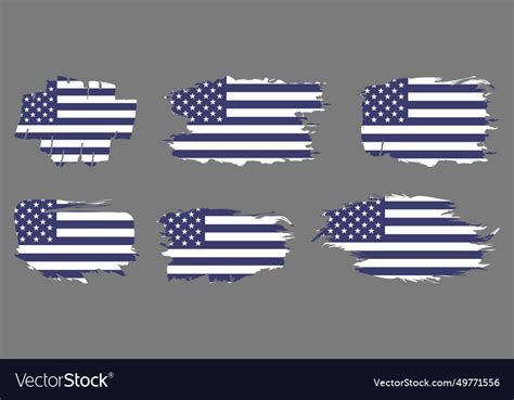 American flag silhouette grunge usa flag set vec Vector Image