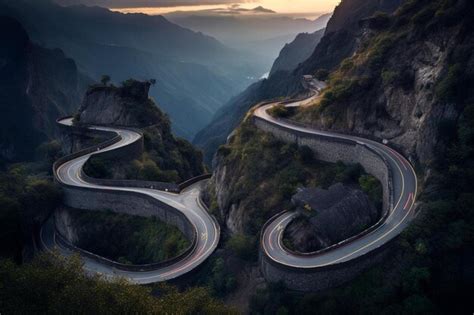 Premium AI Image | winding road in the mountains