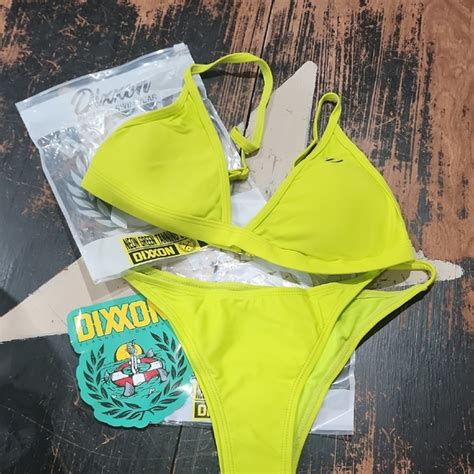 DIXXON Swim New Dixxon Triangle Micro Bikini Neon Green Swimsuit Suit Top Bottom Poshmark