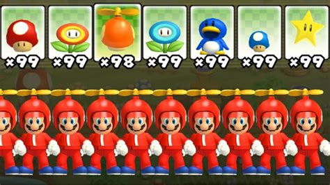 New Super Mario Bros Wii All Power Ups With Multiple Marios Youtube