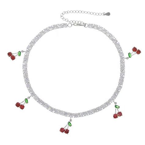 Cherry Necklace Cherry Tennis Choker Cherry Necklace Cherry Charms