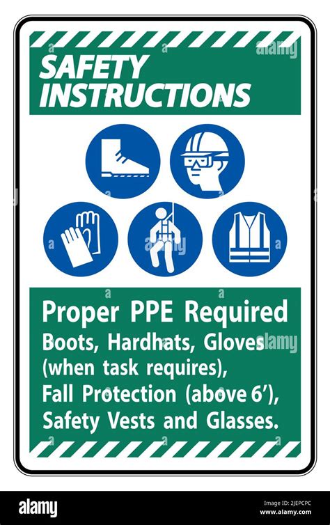 Safety Instructions Sign Proper PPE Required Boots Hardhats Gloves