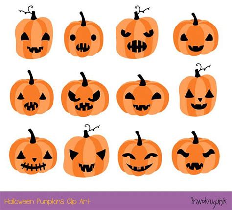 Halloween Pumpkin Clipart Cute Pumpkin Face Clip Art Set - Etsy | Cute ...