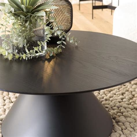 Table basse ronde Noir pied conique métal 3 Suisses