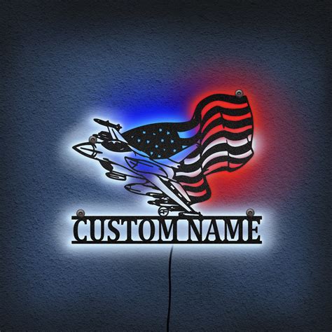 Custom Airplane Metal Wall Art Neon Led Light Personalized Fighter Jet Pilot Name Sign Home