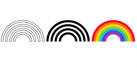 Umriss Silhouette Regenbogen Icon Set Isoliert Auf Wei Em Hintergrund