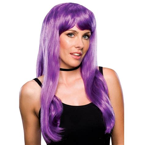 Adult Rubies Long Chest Length Wavy Hair With Bangs Purple Fashion