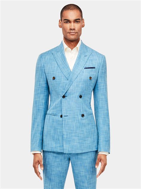 Enzo Custom Cotton Wool Silk Blue Pattern Suit