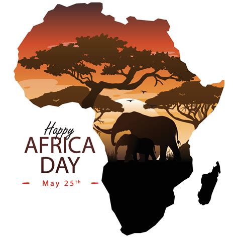 Map Of Africa Happy Africa Day May Vector Design Elephants And