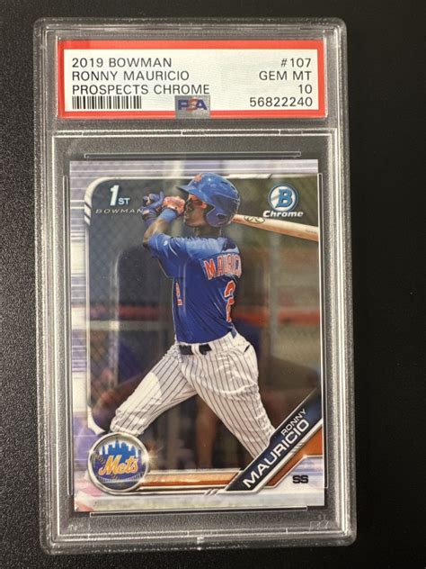 2019 Bowman Chrome Ronny Mauricio 1st Rookie BCP 107 Mets PSA 10 MCP