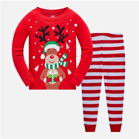 Popshion Toddler Boy 100 Cotton Christmas Pajamas Set Reindeer Pjs