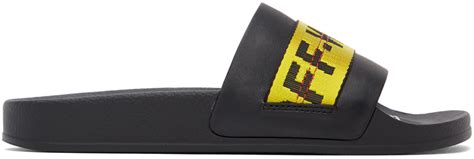 Off White Black Industrial Slides Off White