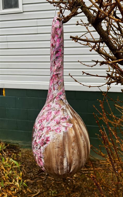 Peach Tree Blossoms Handpainted Gourd Birdhouse Etsy