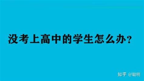 没考上高中的学生怎么办？不知道建议来看看 知乎