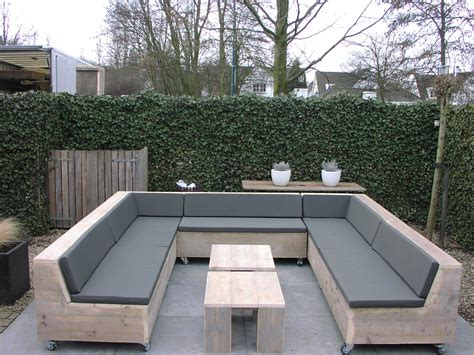 Chique Steigerhouten Loungebank Of Loungeset Newport Met Optioneel