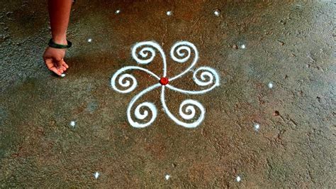 Aani Madham Flowers Rangoli Easy Muggulu 5 3 Dots Begginers Rangoli