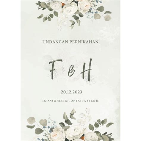 Jual Undangan 1 Lembar Bolak Balik Pernikahan Engagement Tasyakuran