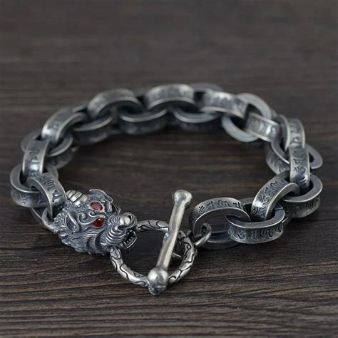 Bocai Pulsera De Plata S Lida S Para Hombre Brazalete Antiguo De