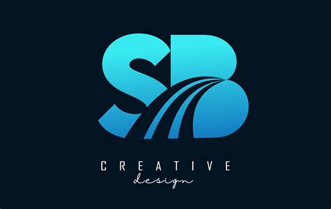 Creative Blue Letters Sb S B Logo With Leading Lines And Road Concept Design Letters With