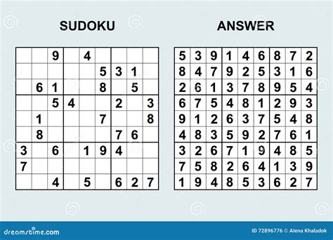 Vector Sudoku With Answer Stock Vector Illustration Of Design