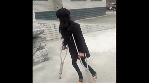 Polio Walk On Crutches With Lame Legs Youtube