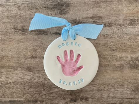 Custom Ceramic Baby Handprint Keepsake Clay Print Etsy Uk