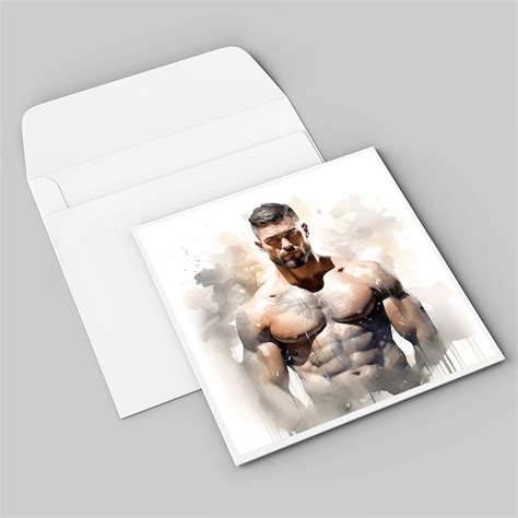 Muscle Male Nude Portrait Digital Gay Art AI Generated Male Erotic Poster Wall Poster Digital