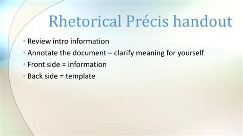 Rhetorical Précis An Introduction Ppt Download