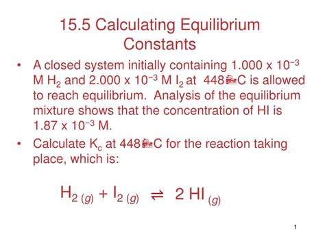 Ppt 155 Calculating Equilibrium Constants Powerpoint Presentation Free Download Id9125173