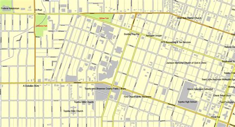 Topeka, Kansas, US, exact vector street City Plan map V2.09, full editable, Adobe PDF