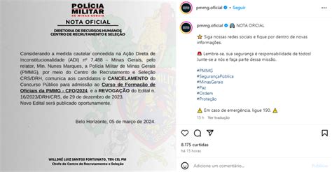 PM MG Cancela Concurso Para Soldados E Oficiais Provas Seriam