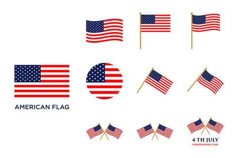 American Flag Icon Set Vector Graphic By Sakmeniko Creative Fabrica