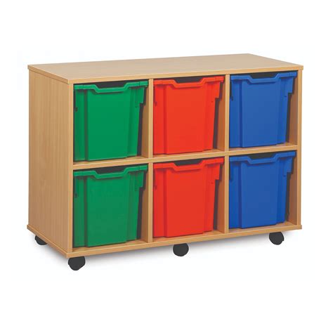 Tray Storage Unit With 6 Jumbo Plastic Trays From Our School Storage Range